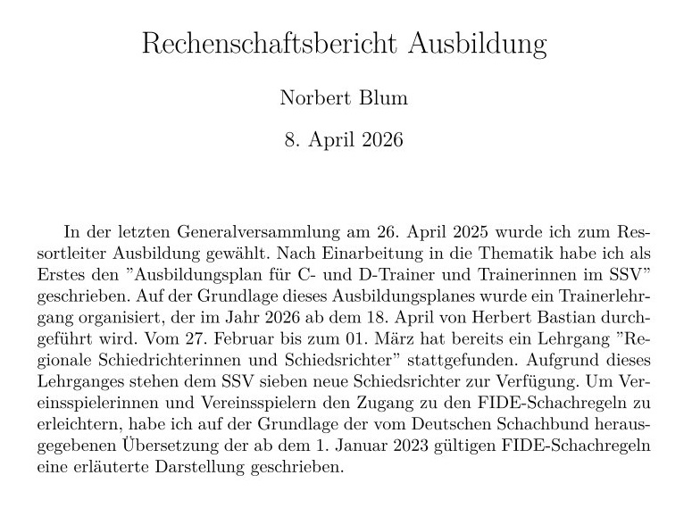 Rechenschaftsbericht Ausbildung