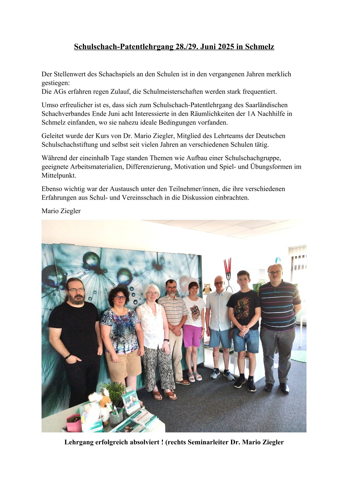 Schulschach Patentlehrgang 2025 1
