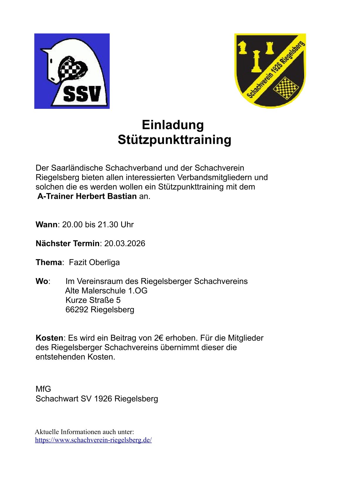 Stützpunkttraining SSV 20.03.2026