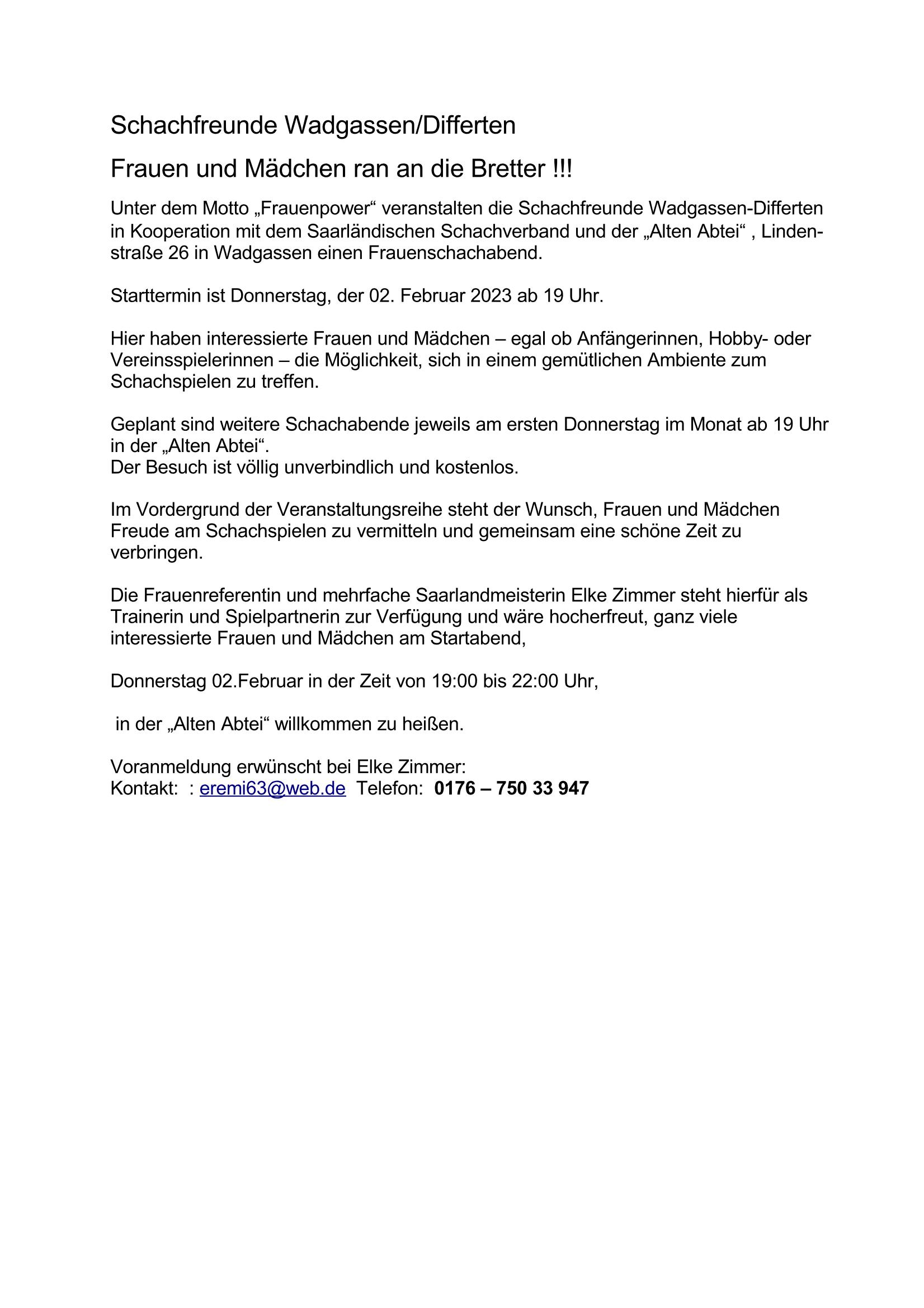 Werbung Frauenschach Page 1